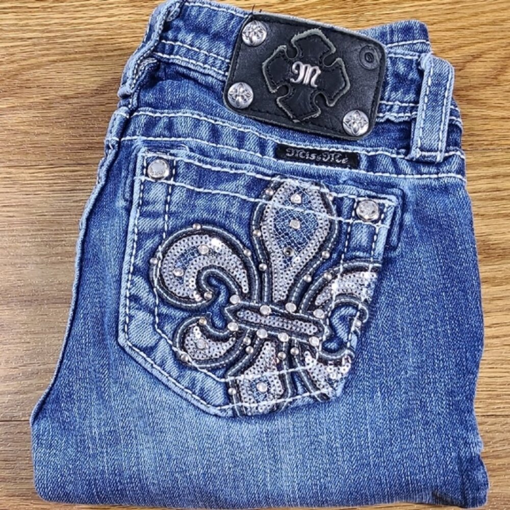 MISS ME VITAGE 10x26 GIRLS JK7066S2 SKINNY, MEDIUM FADED WASH DENIM BLUE JEANS